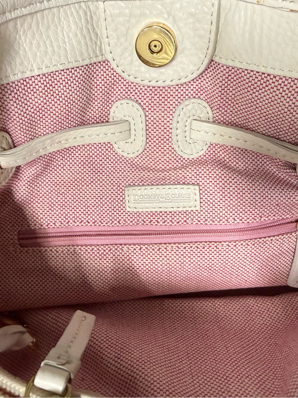 Dooney & Bourke CHIARA Hand Bag Purse White Pebble Grain Leather and Pink Great - Picture 7 of 10